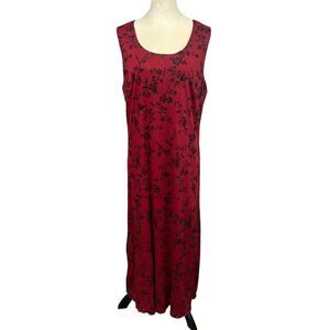 Y2K Dark Romance Maxi Dress California Concepts Red Black Floral Burnout M